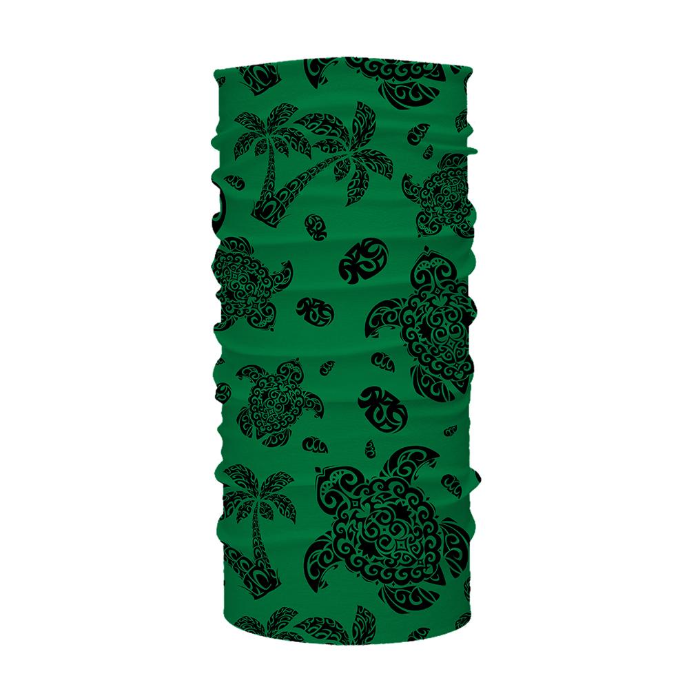 Hawaii Bandana Polynesian Turtle Palm And Sea Pebbles Green One Size Green - Polynesian Pride