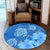 Hawaii Blue Hibiscus Turtle Polynesian Round Carpet - AH - Polynesian Pride