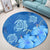 Hawaii Blue Hibiscus Turtle Polynesian Round Carpet - AH - Polynesian Pride