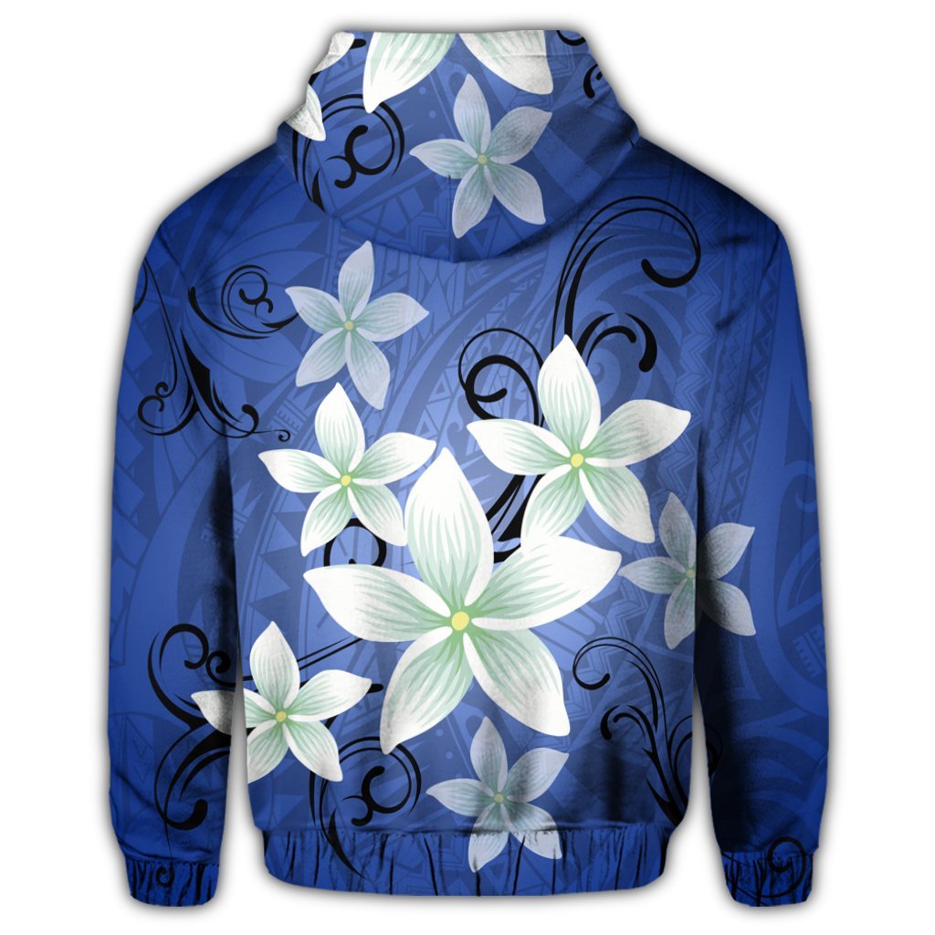 Hawaii Blue Plumeria Zip Hoodie - Polynesian Pride