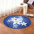 Hawaii Blue Plumeria Round Carpet - AH - Polynesian Pride