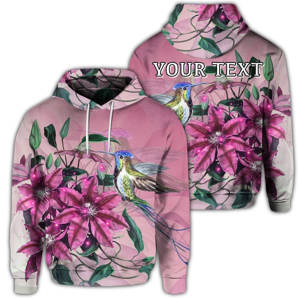 Custom Hawaii Clematis Humming Bird Hoodie Unisex Art - Polynesian Pride