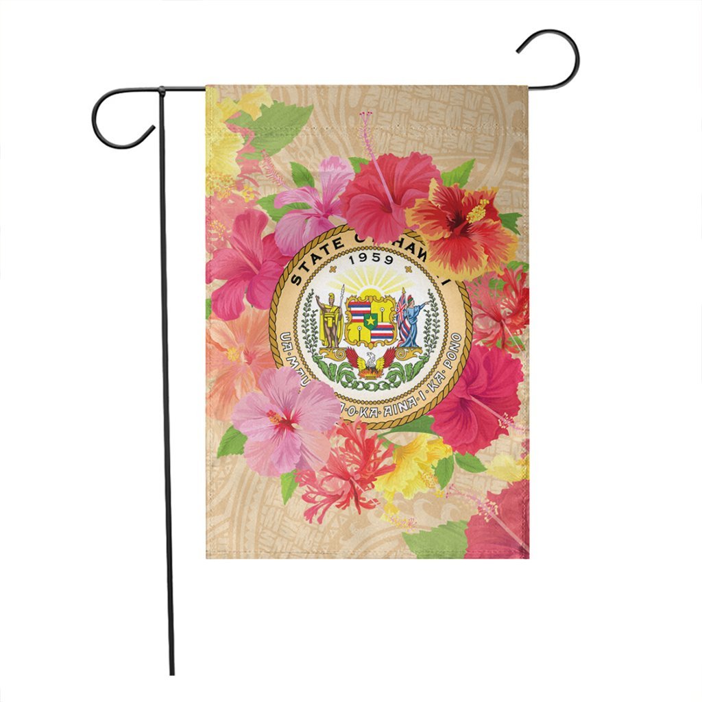 Hawaii Coat Of Arm Hibiscus Flag - AH - Polynesian Pride