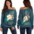 Hawaii Custom Personalized Women's Off Shoulder Sweater - Tiki DJ Party Green - Polynesian Pride