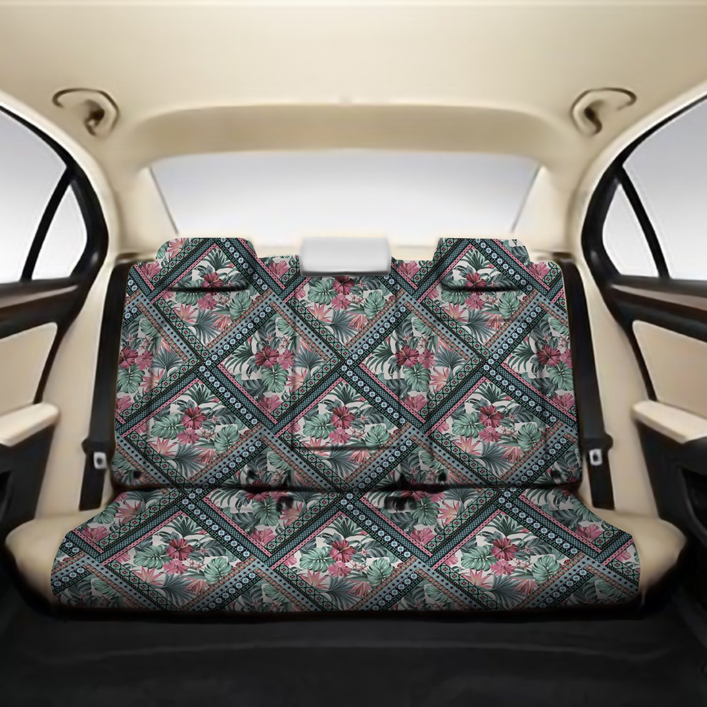 Hawaii Exotic Tropical Flowers In Pastel Colors Back Seat Cover One Size Black Back Car Seat Covers - Polynesian Pride