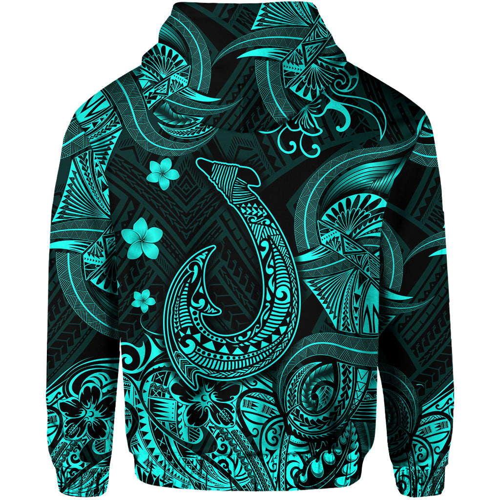 Hawaii Fish Hook Polynesian Zip Hoodie Unique Style Turquoise LT8 - Polynesian Pride