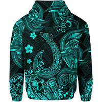Hawaii Fish Hook Polynesian Zip Hoodie Unique Style Turquoise LT8 - Polynesian Pride