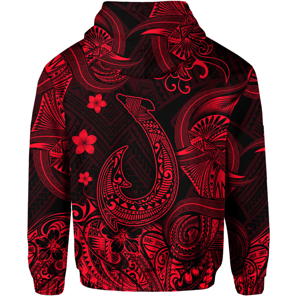 Hawaii Fish Hook Polynesian Zip Hoodie Unique Style Red LT8 - Polynesian Pride