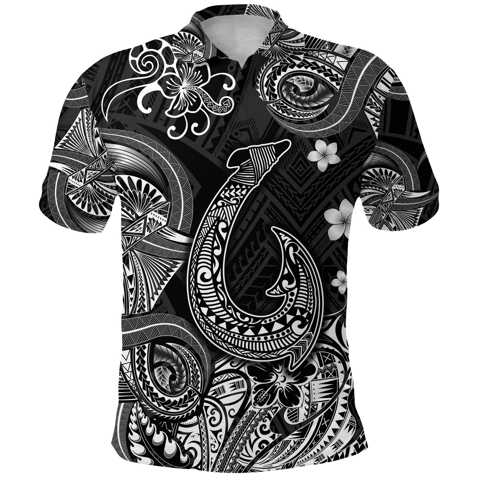 Hawaii Fish Hook Polynesian Polo Shirt Unique Style Black LT8 - Polynesian Pride