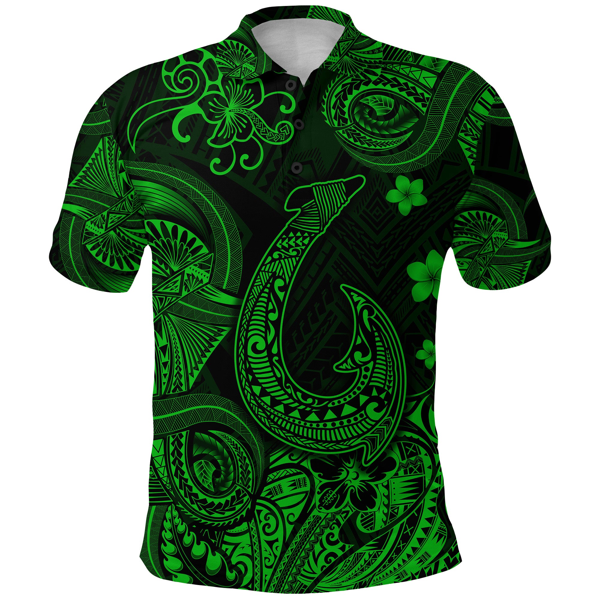 Custom Hawaii Fish Hook Polynesian Polo Shirt Unique Style Green LT8 - Polynesian Pride