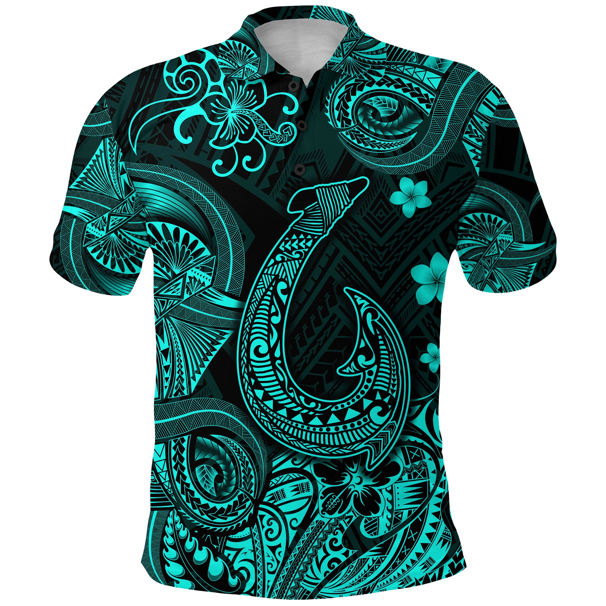 Custom Hawaii Fish Hook Polynesian Polo Shirt Unique Style Turquoise LT8 - Polynesian Pride