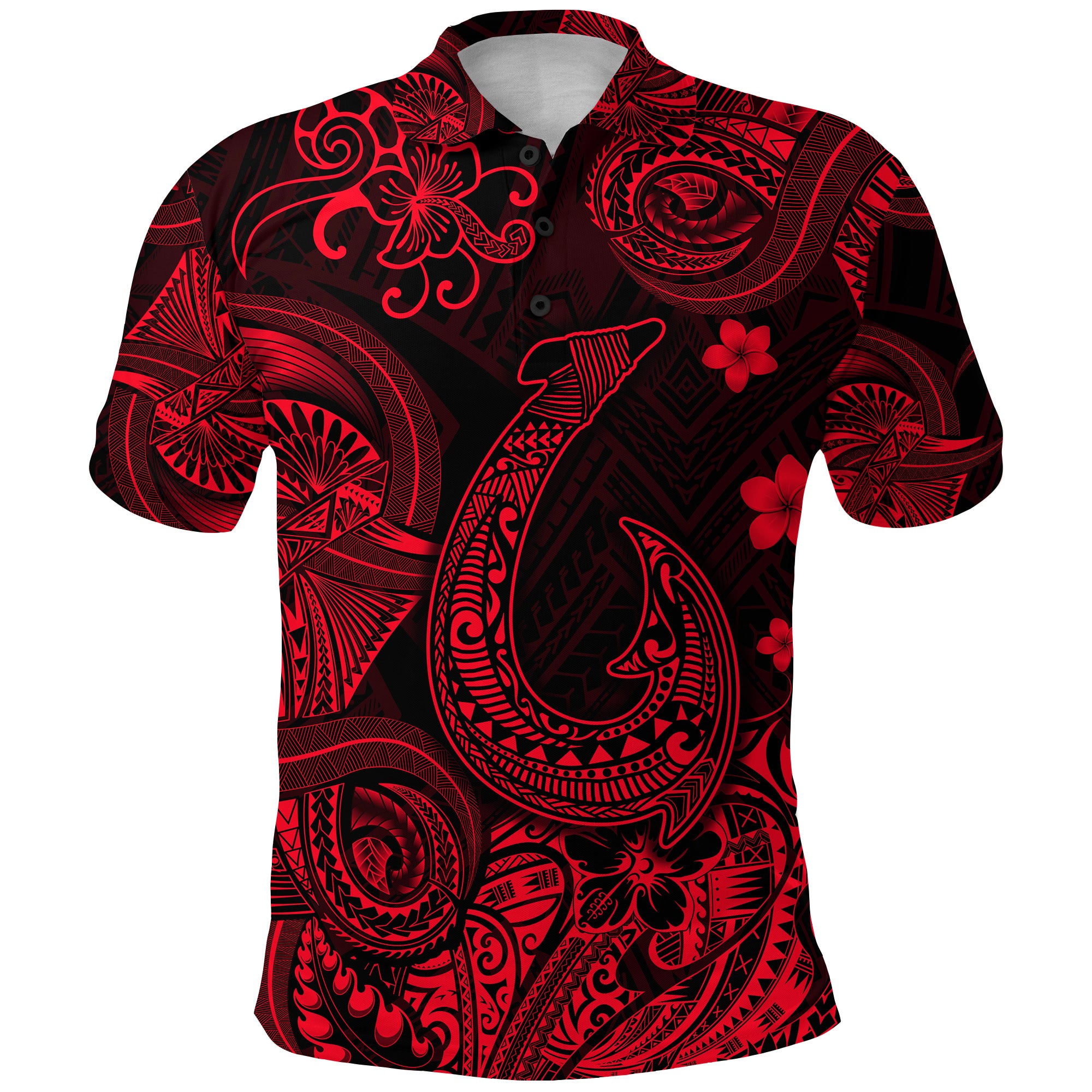 Custom Hawaii Fish Hook Polynesian Polo Shirt Unique Style Red LT8 - Polynesian Pride