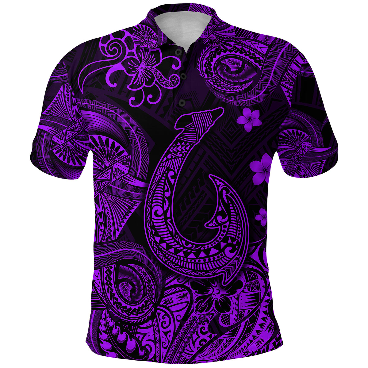 Custom Hawaii Fish Hook Polynesian Polo Shirt Unique Style Purple LT8 - Polynesian Pride