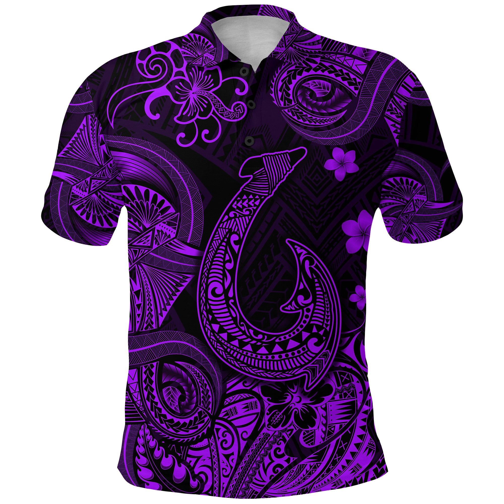 Custom Hawaii Fish Hook Polynesian Polo Shirt Unique Style Purple LT8 - Polynesian Pride