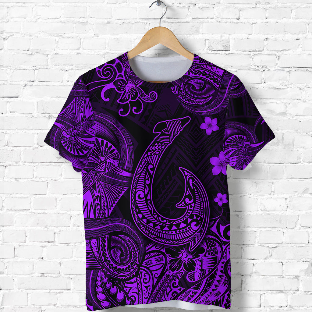 Custom Hawaii Fish Hook Polynesian T Shirt Unique Style Purple LT8 - Polynesian Pride