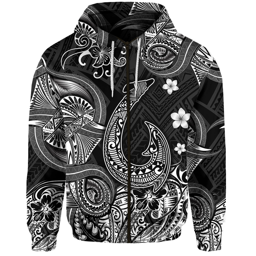 Custom Hawaii Fish Hook Polynesian Zip Hoodie Unique Style Black LT8 - Polynesian Pride