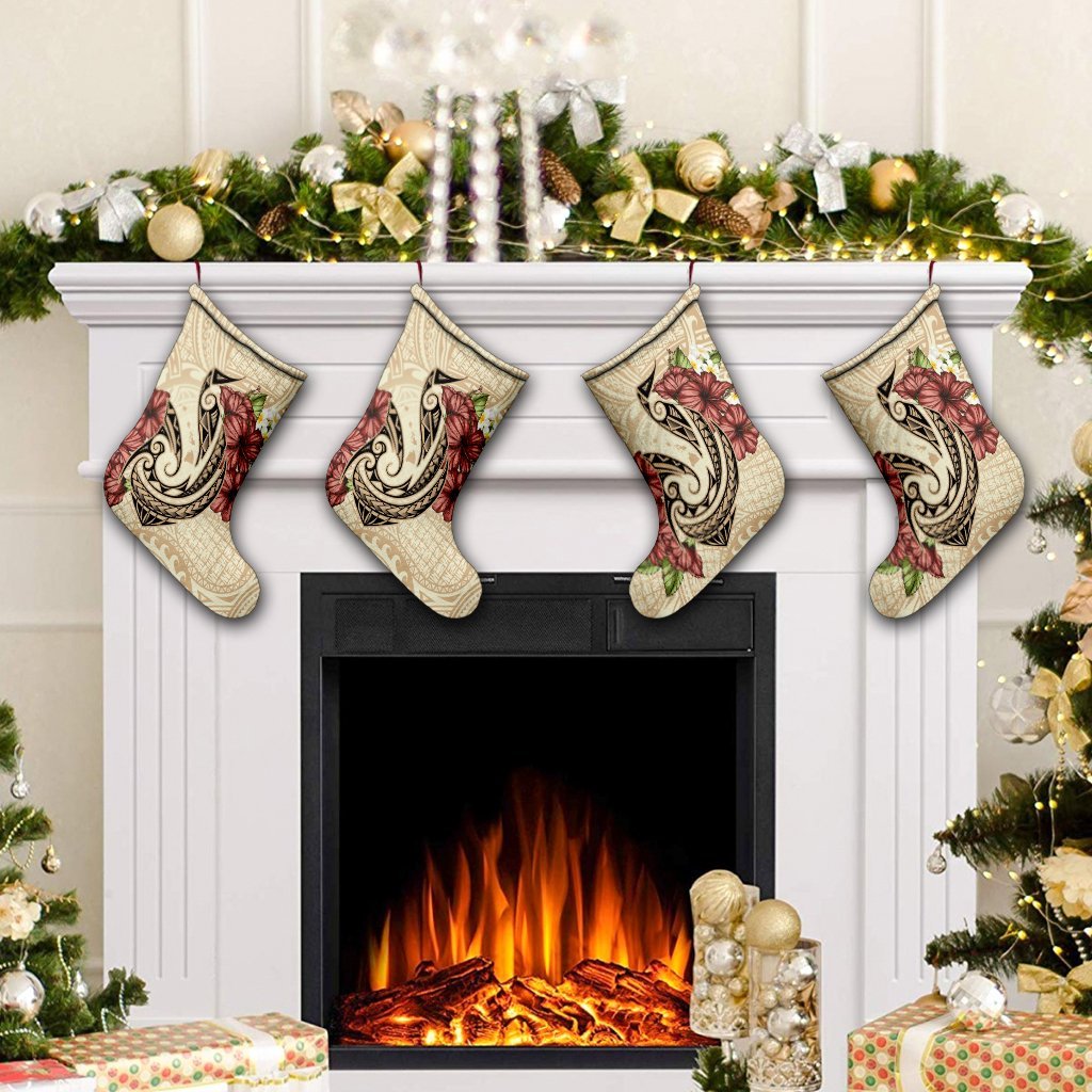 Hawaii Fish Hook Hibiscus Plumeria Polynesian Christmas Stocking - AH - Polynesian Pride