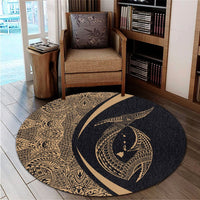 Hawaii Fish Hook Polynesian Round Carpet - Circle Style Gold - AH - Polynesian Pride