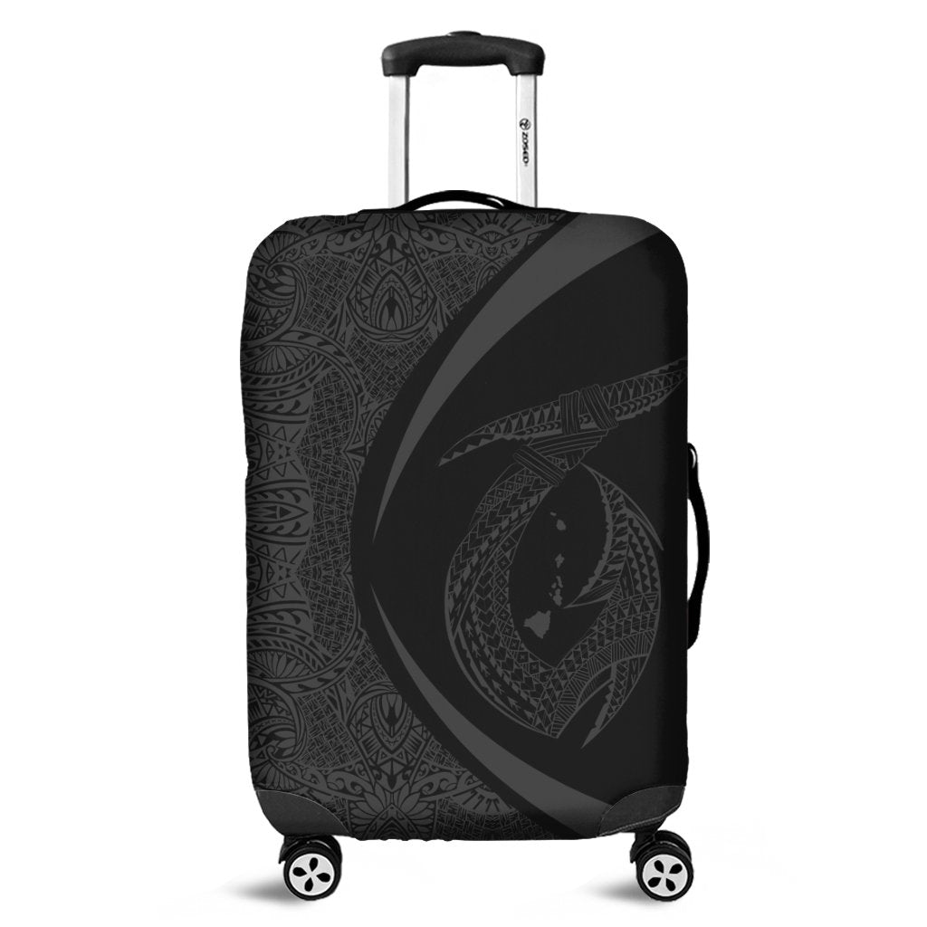 Hawaii Fish Hook Polynesian Luggage Covers - Circle Style Gray - AH Black - Polynesian Pride