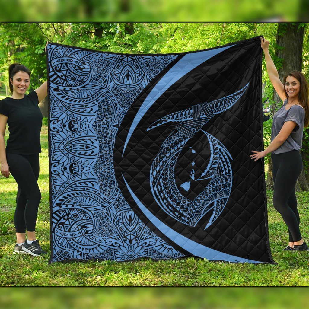 Hawaii Fish Hook Polynesian Premium Quilts - Circle Style Pastel - AH Black - Polynesian Pride