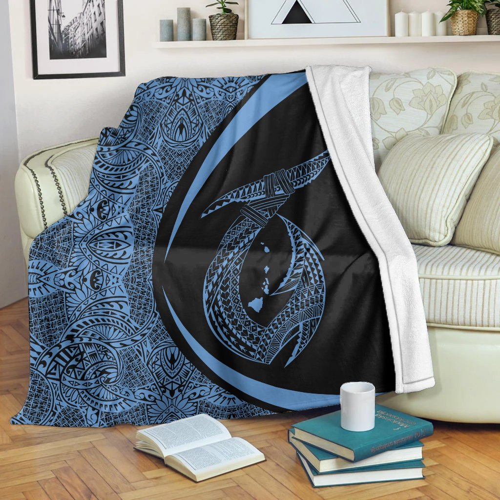 Hawaii Fish Hook Polynesian Premium Blankets - Circle Style Pastel - AH White - Polynesian Pride