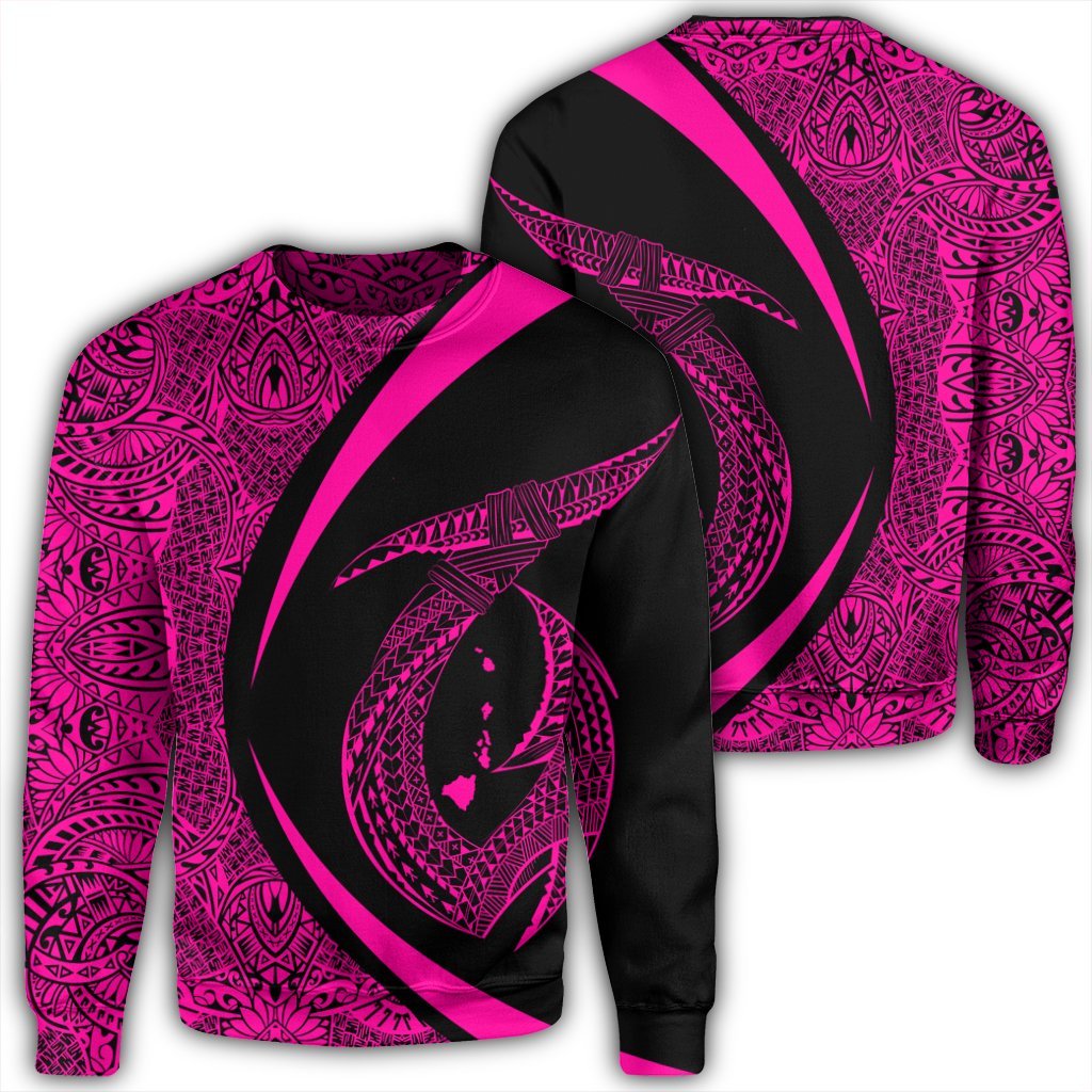 Hawaii Fish Hook Polynesian Sweatshirt - Circle Style Pink - AH Unisex Black - Polynesian Pride