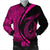 Hawaii Fish Hook Polynesian Bomber Jacket - Circle Style Pink - AH Black Unisex - Polynesian Pride