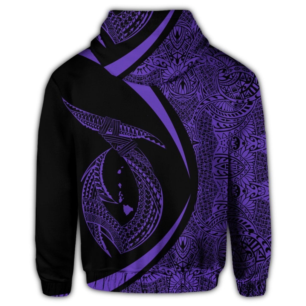 Hawaii Fish Hook Polynesian Zip Hoodie Circle Style Purple - Polynesian Pride
