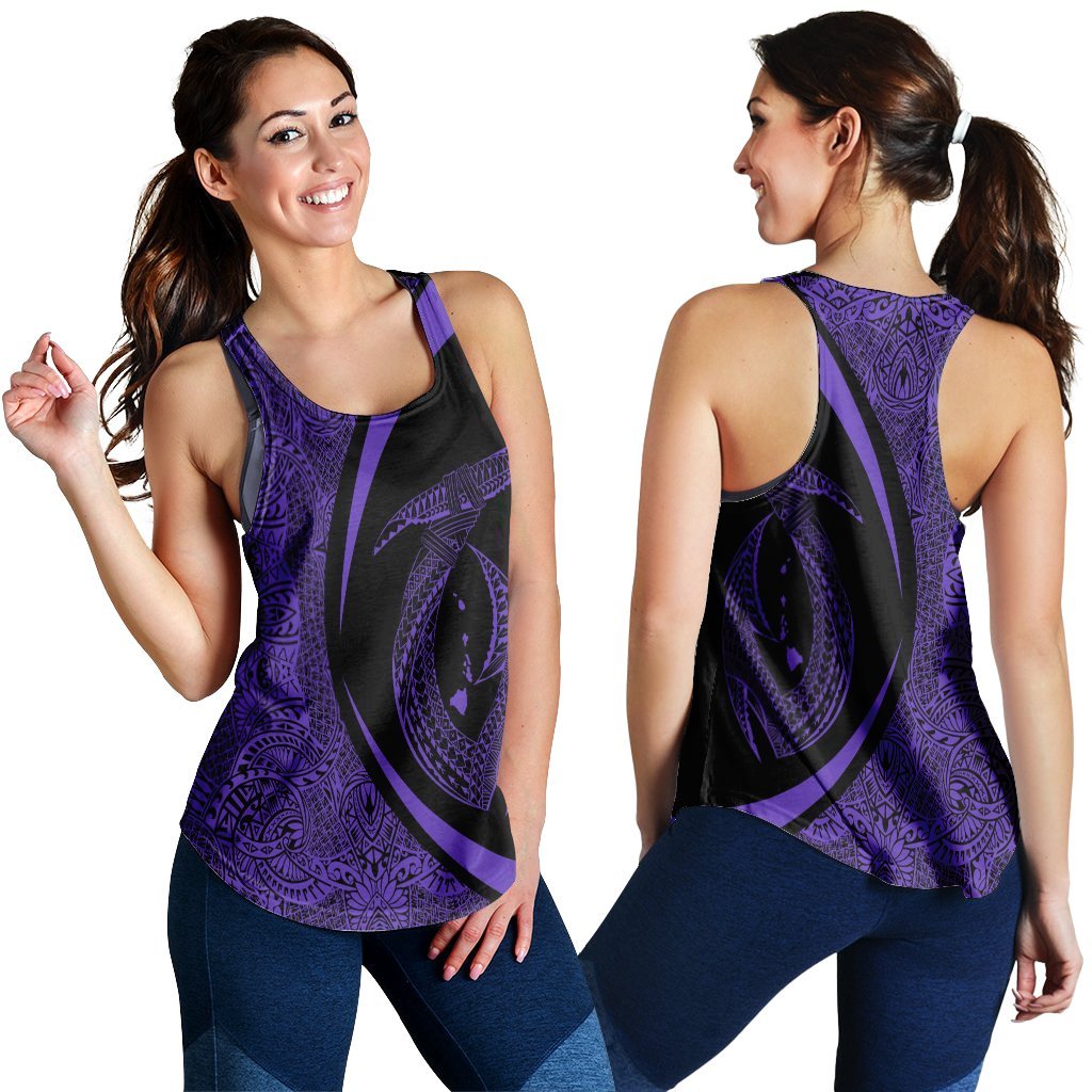 Hawaii Fish Hook Polynesian Racerback Tank - Circle Style Purple - AH Black - Polynesian Pride