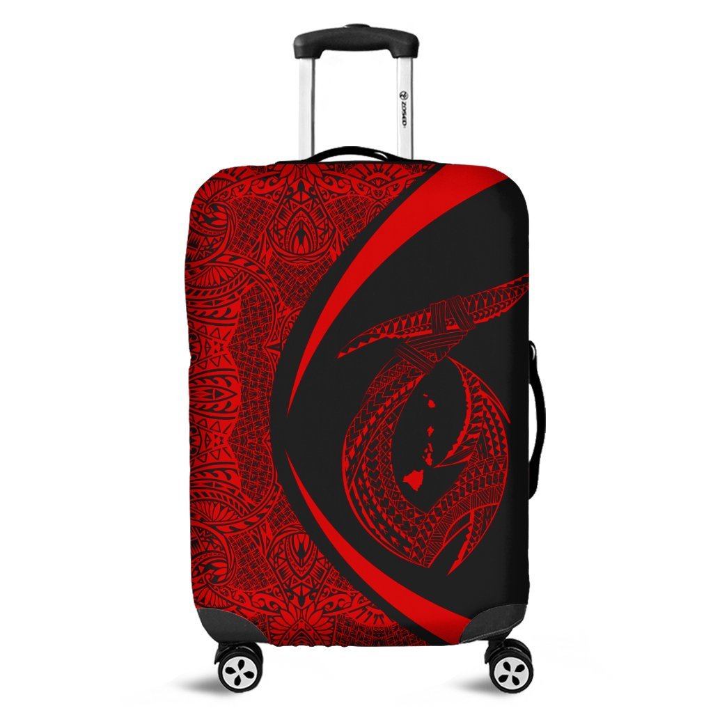 Hawaii Fish Hook Polynesian Luggage Covers - Circle Style Red - AH Black - Polynesian Pride