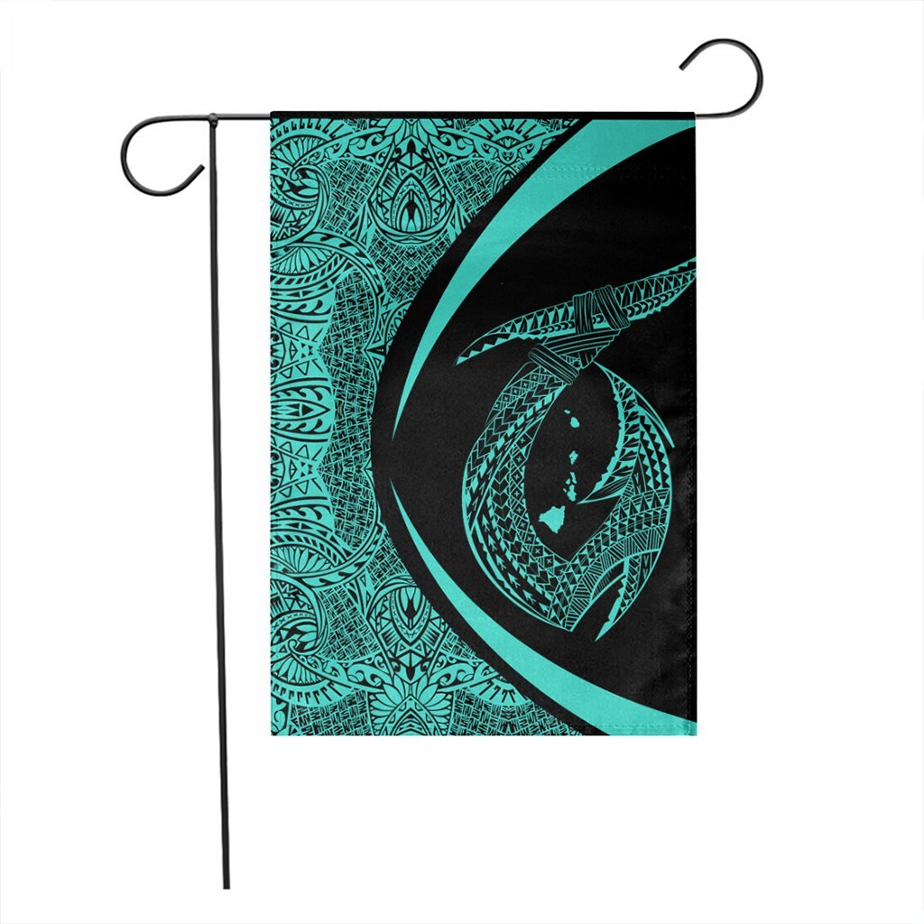 Hawaii Fish Hook Polynesian Flag - Circle Style Turquoise - AH - Polynesian Pride