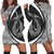 Hawaii Fish Hook Polynesian Hoodie Dress - Circle Style White - AH Black - Polynesian Pride