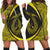 Hawaii Fish Hook Polynesian Hoodie Dress - Circle Style Yellow - AH Black - Polynesian Pride