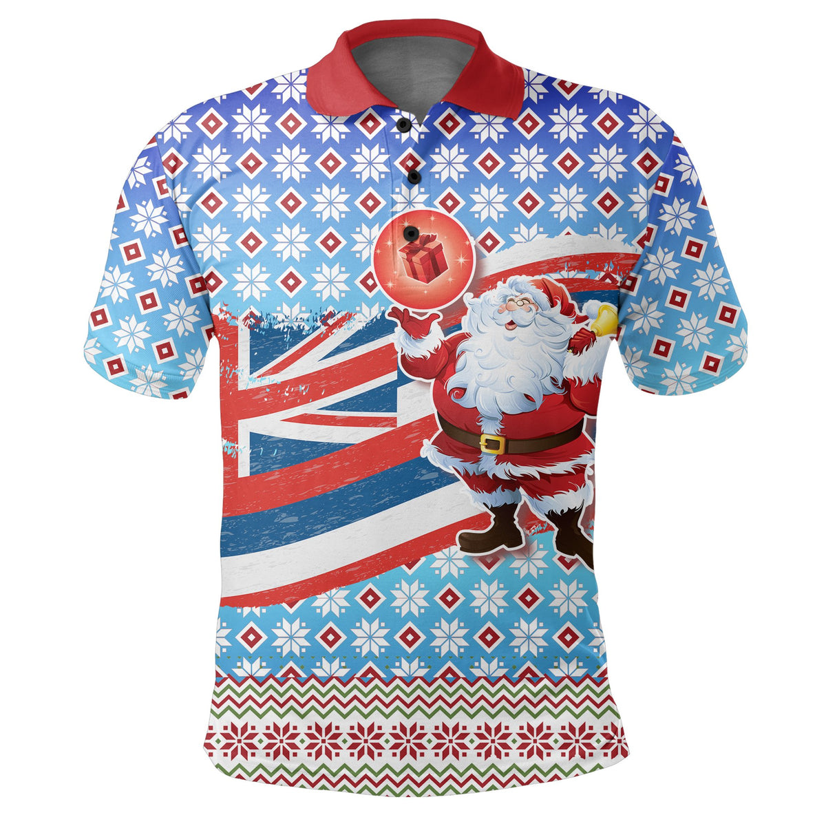 Hawaii Flag Santa Claus Pattern Christmas Polo Shirt Noel Style - Polynesian Pride