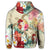 Hawaii Floral Turtle Zip Hoodie Beige - Polynesian Pride