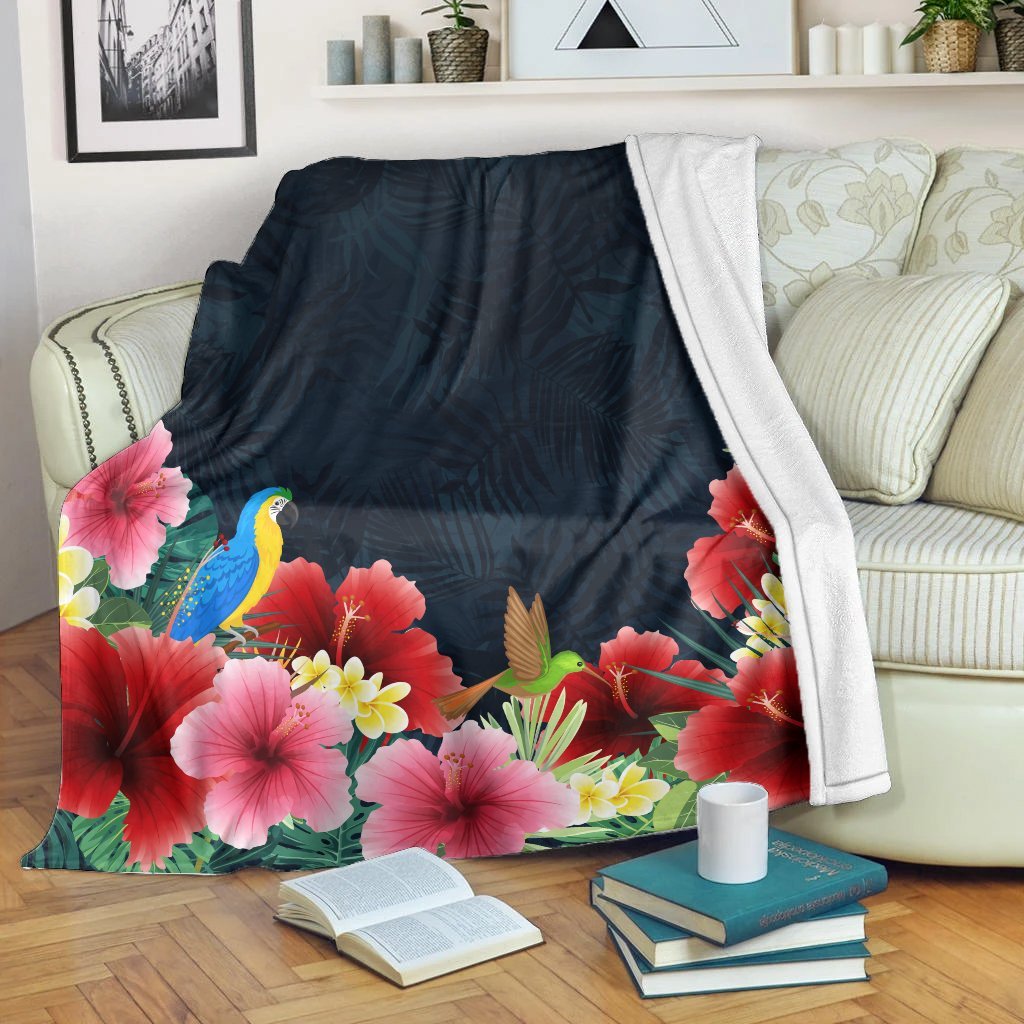 Hawaii Forest Hibiscus Premium Blankets - AH White - Polynesian Pride