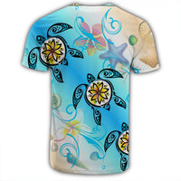 Hawaii Fresh Beach Turtle Plumeria T Shirt Brian Style - Polynesian Pride