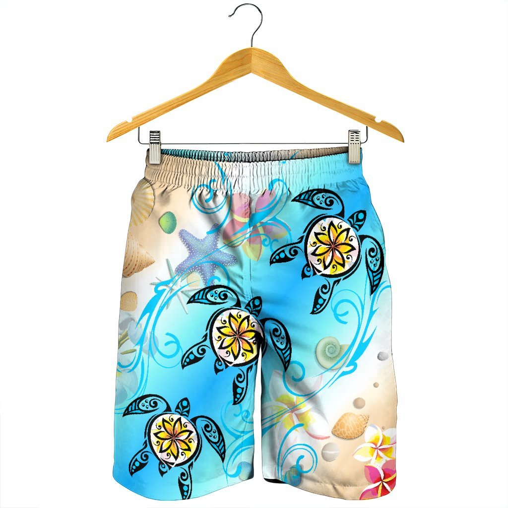 Hawaii Fresh Beach Turtle Plumeria Men's Shorts - AH - Brian Style - Polynesian Pride