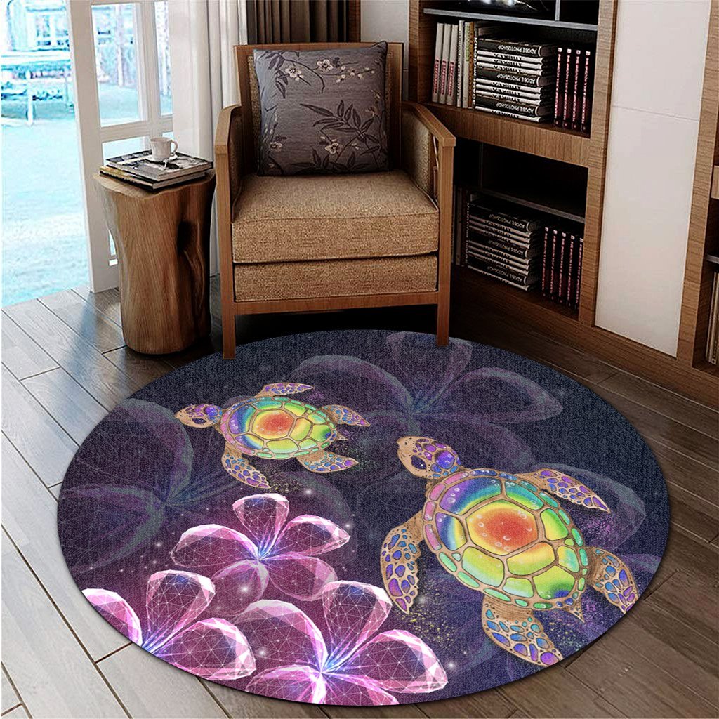 Hawaii Galaxy Turtle Hibiscus Round Carpet - AH - Polynesian Pride