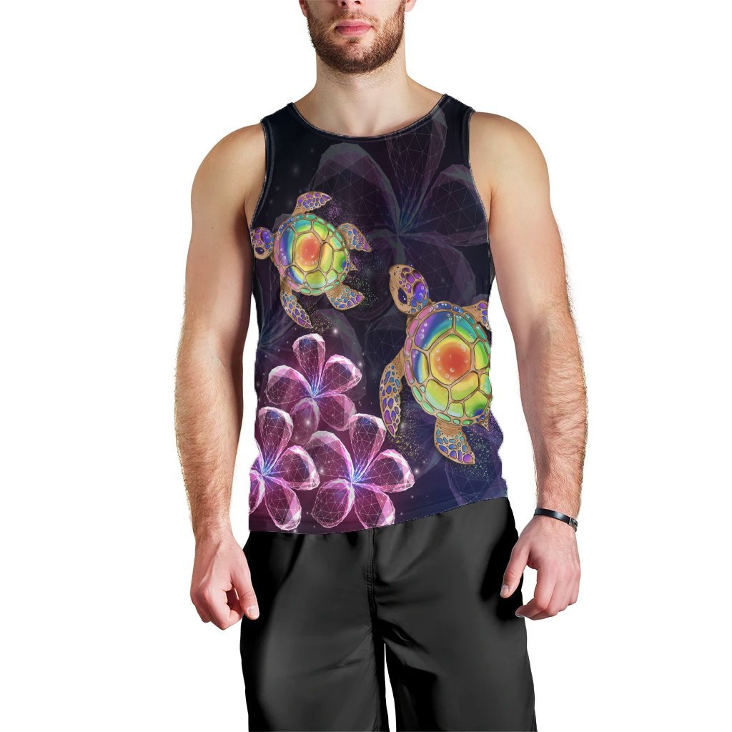 Hawaii Galaxy Turtle Hibiscus Tank Top - AH Black - Polynesian Pride