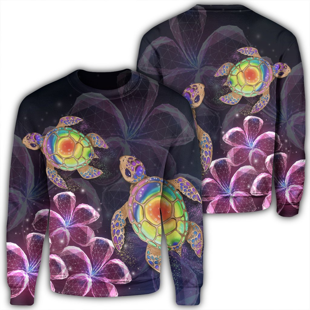 Hawaii Galaxy Turtle Hibiscus Sweatshirt - AH Unisex Black - Polynesian Pride