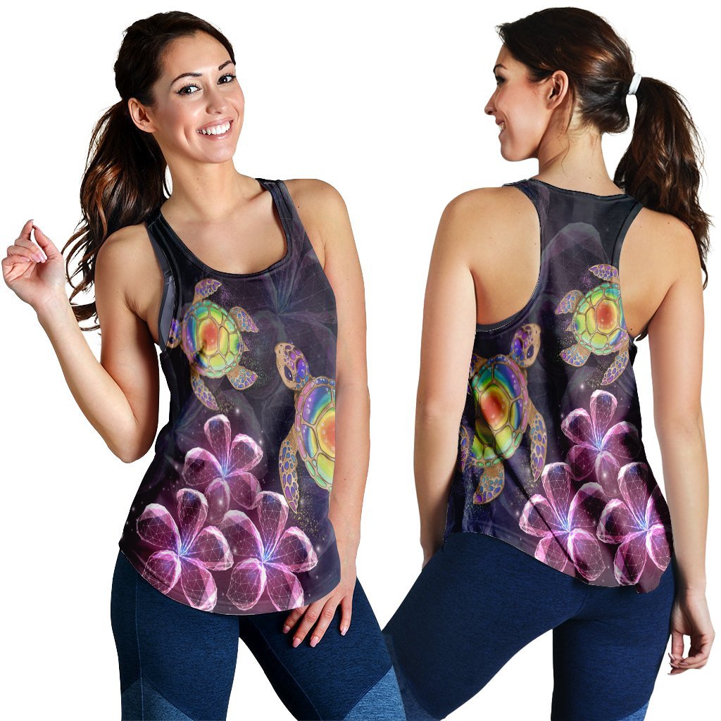 Hawaii Galaxy Turtle Hibiscus Racerback Tank - AH Black - Polynesian Pride