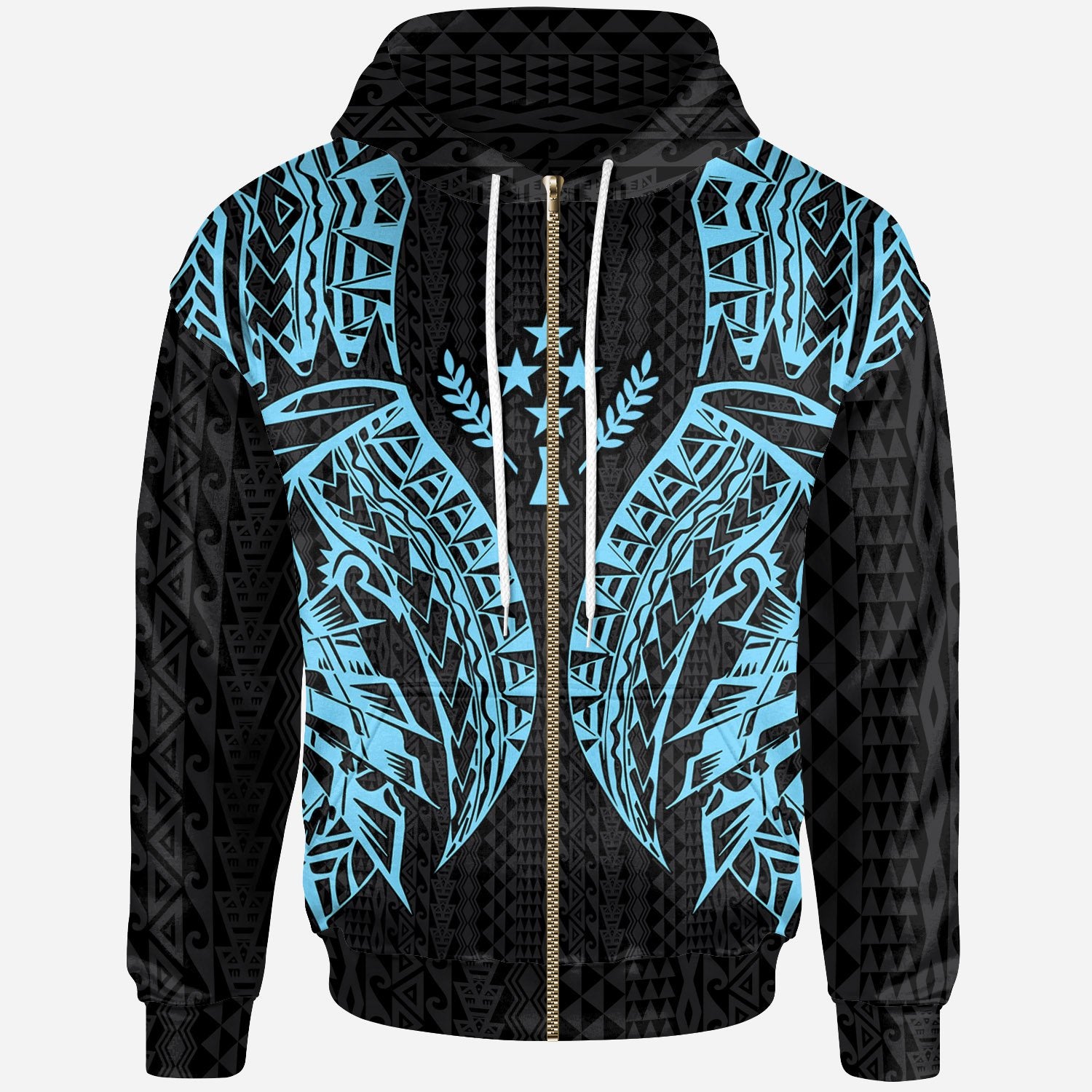 Kosrae Zip up Hoodie Polynesian Lion Head Neon Style Unisex Neon - Polynesian Pride