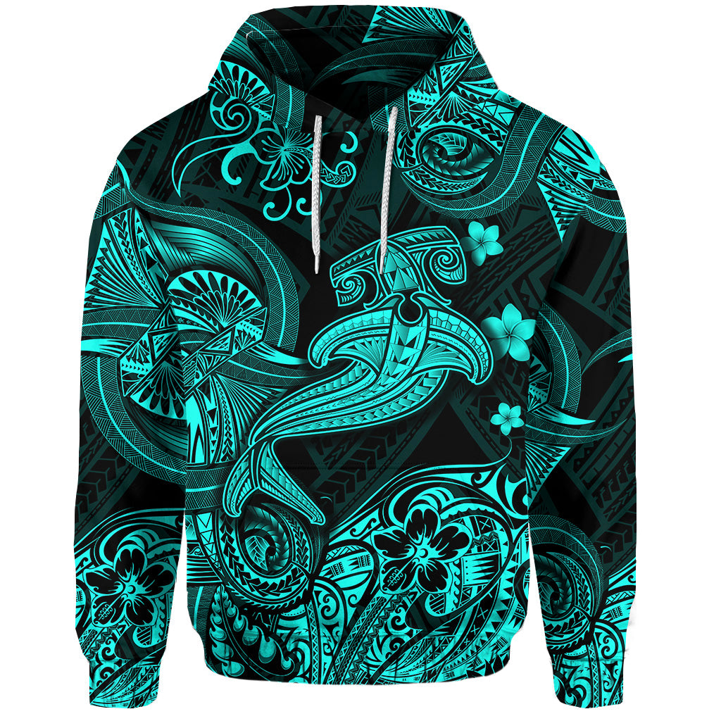 Custom Hawaii Hammer Shark Polynesian Hoodie Unique Style Turquoise LT8 - Polynesian Pride