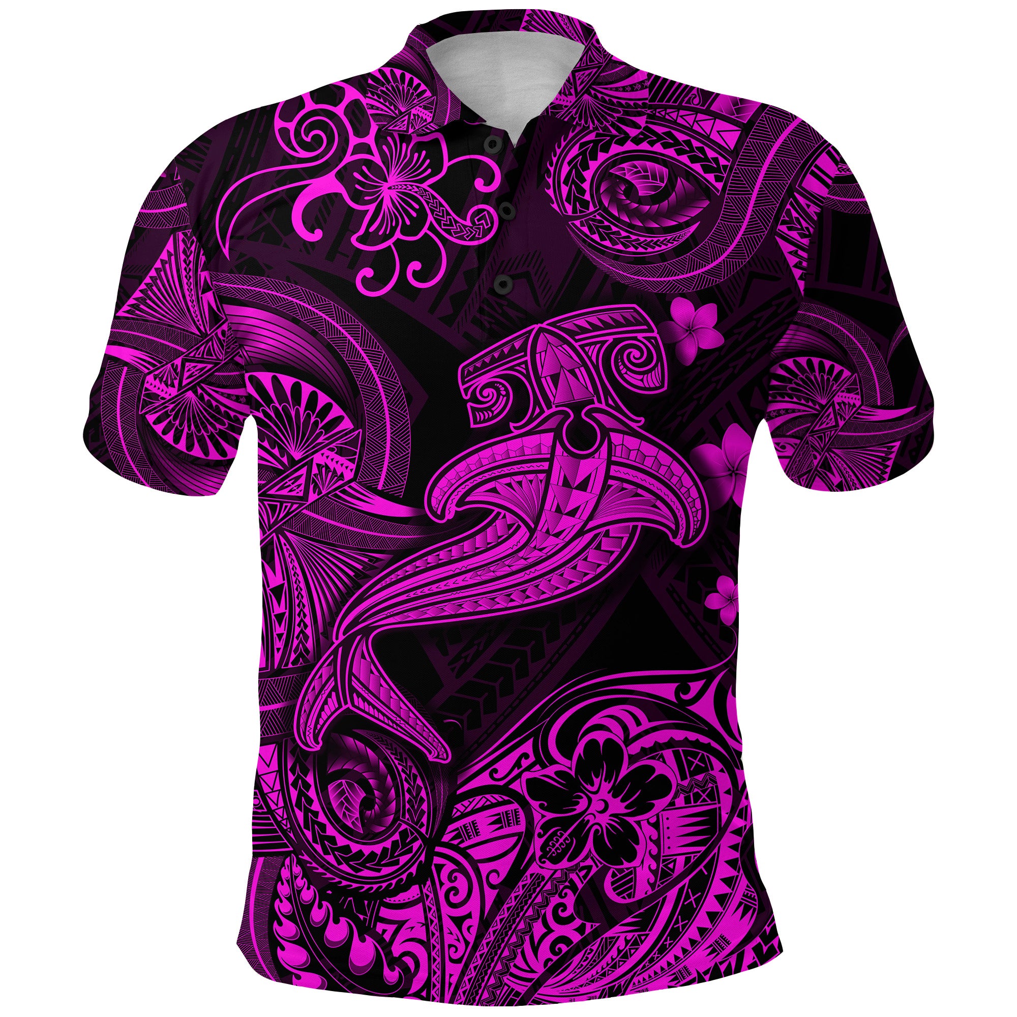 Custom Hawaii Hammer Shark Polynesian Polo Shirt Unique Style Pink LT8 - Polynesian Pride