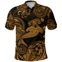 Custom Hawaii Hammer Shark Polynesian Polo Shirt Unique Style Gold LT8 - Polynesian Pride