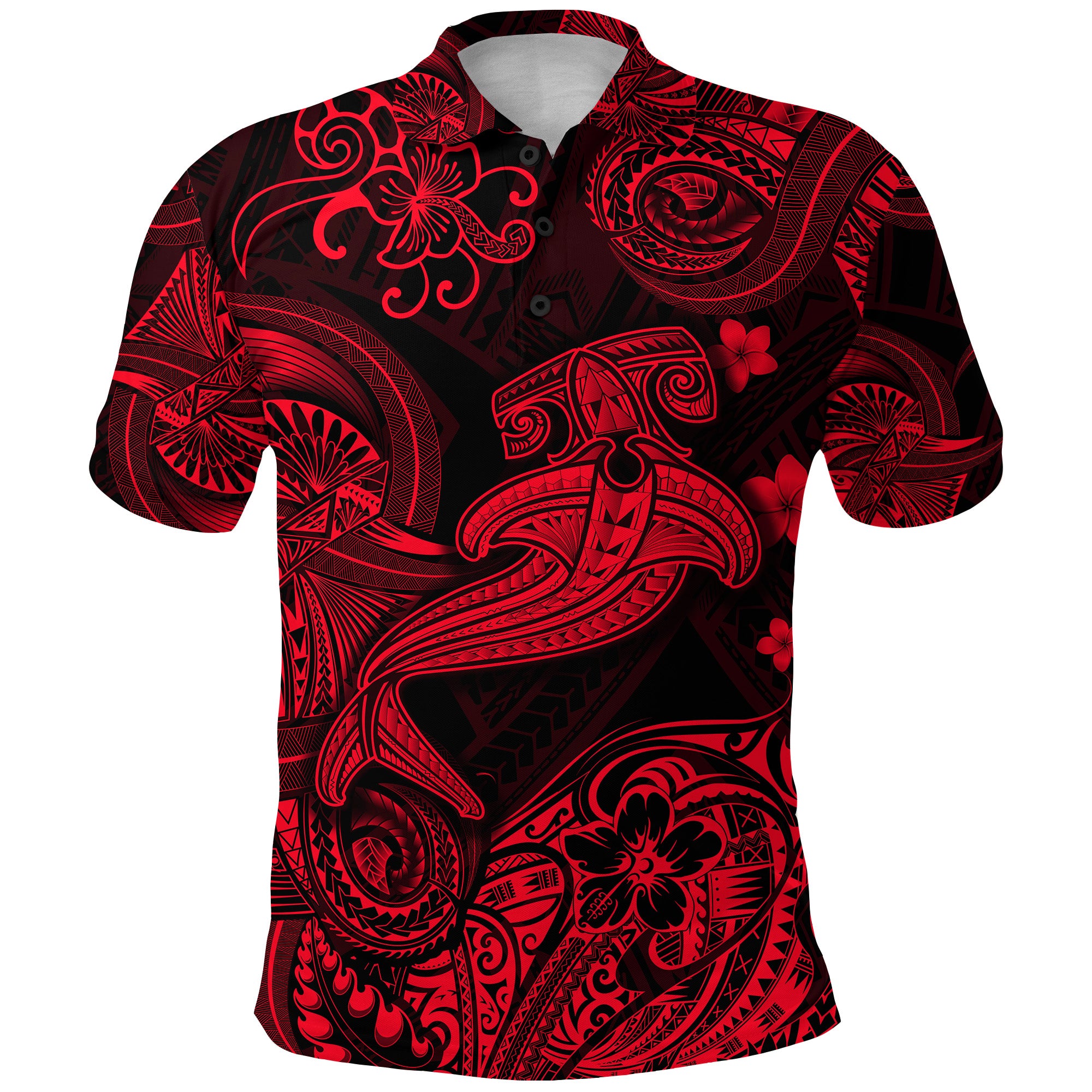 Custom Hawaii Hammer Shark Polynesian Polo Shirt Unique Style Red LT8 - Polynesian Pride