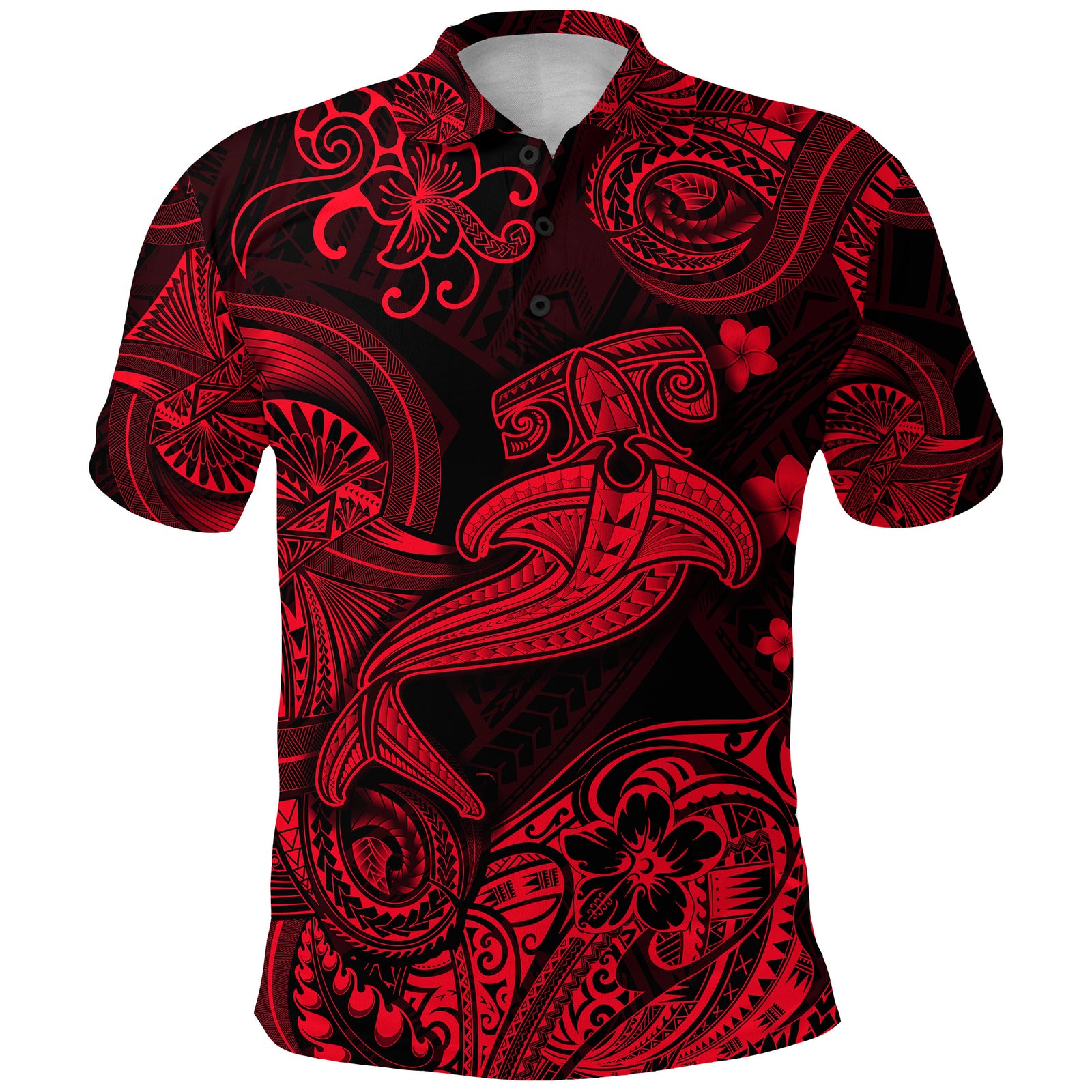 Hawaii Hammer Shark Polynesian Polo Shirt Unique Style Red LT8 - Polynesian Pride