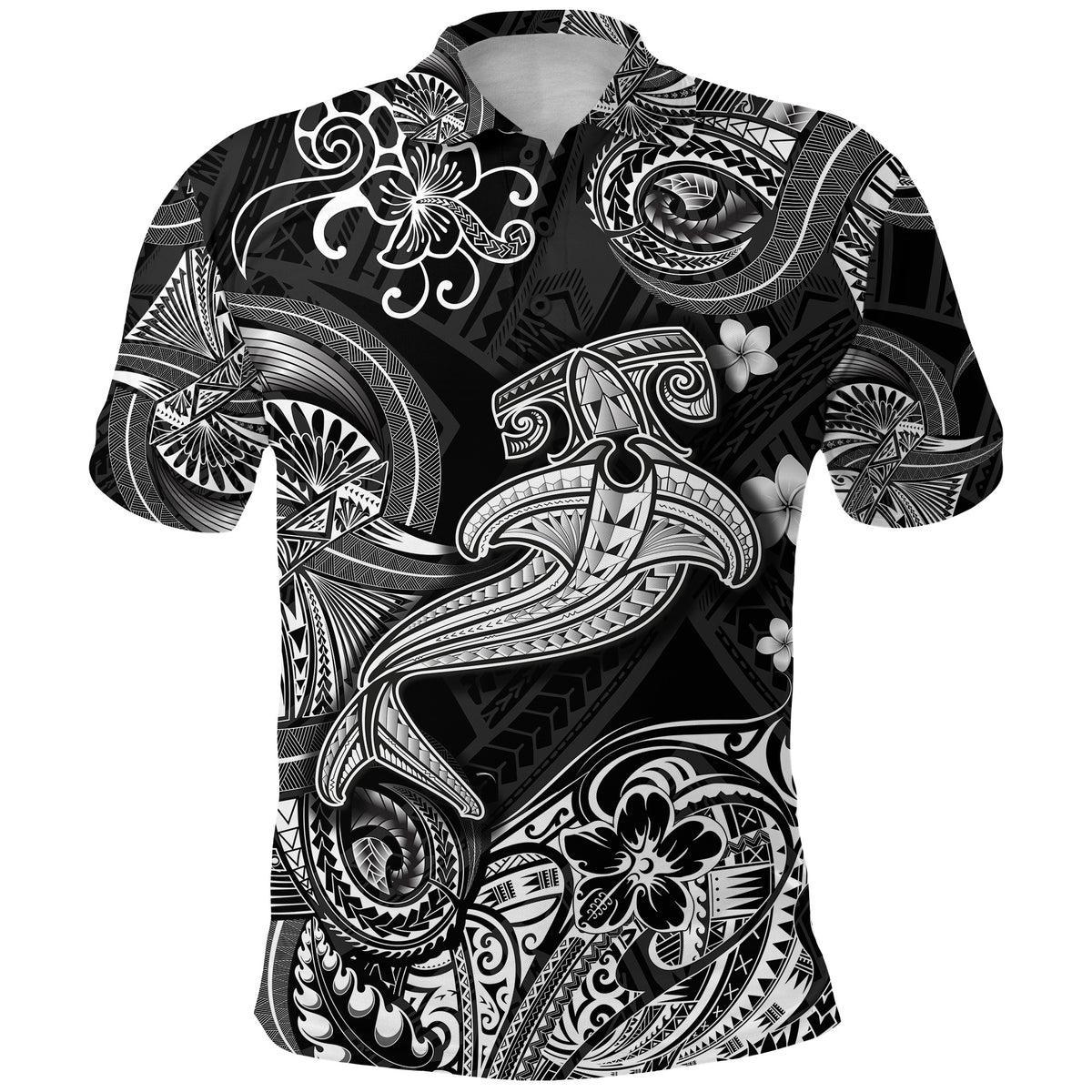 Hawaii Hammer Shark Polynesian Polo Shirt Unique Style Black LT8 - Polynesian Pride