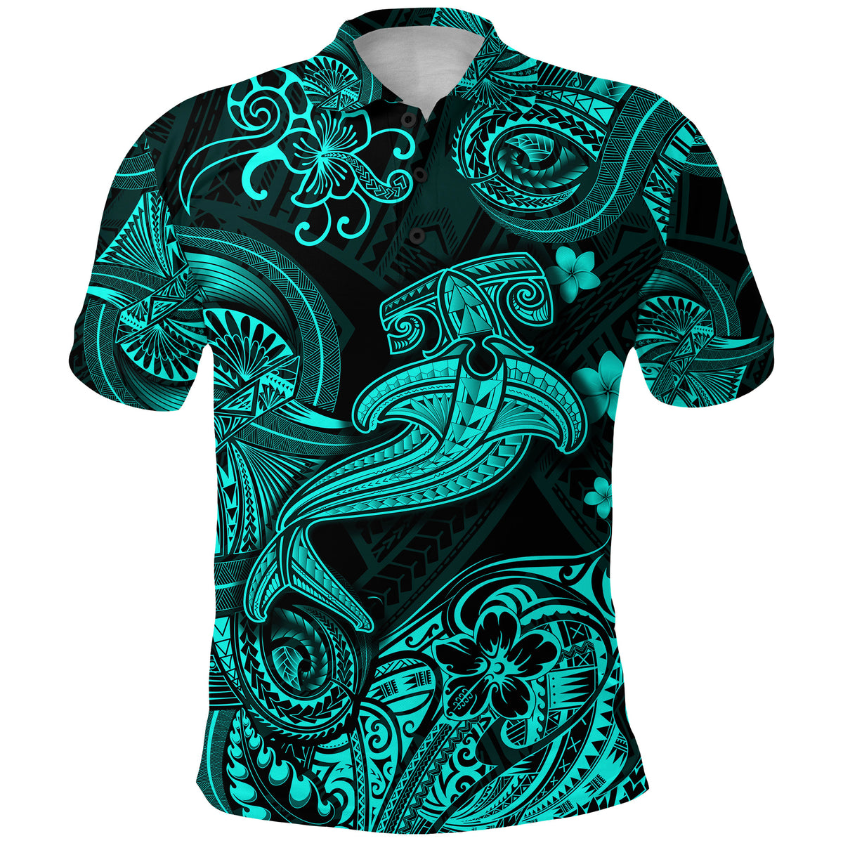 Hawaii Hammer Shark Polynesian Polo Shirt Unique Style Turquoise LT8 - Polynesian Pride